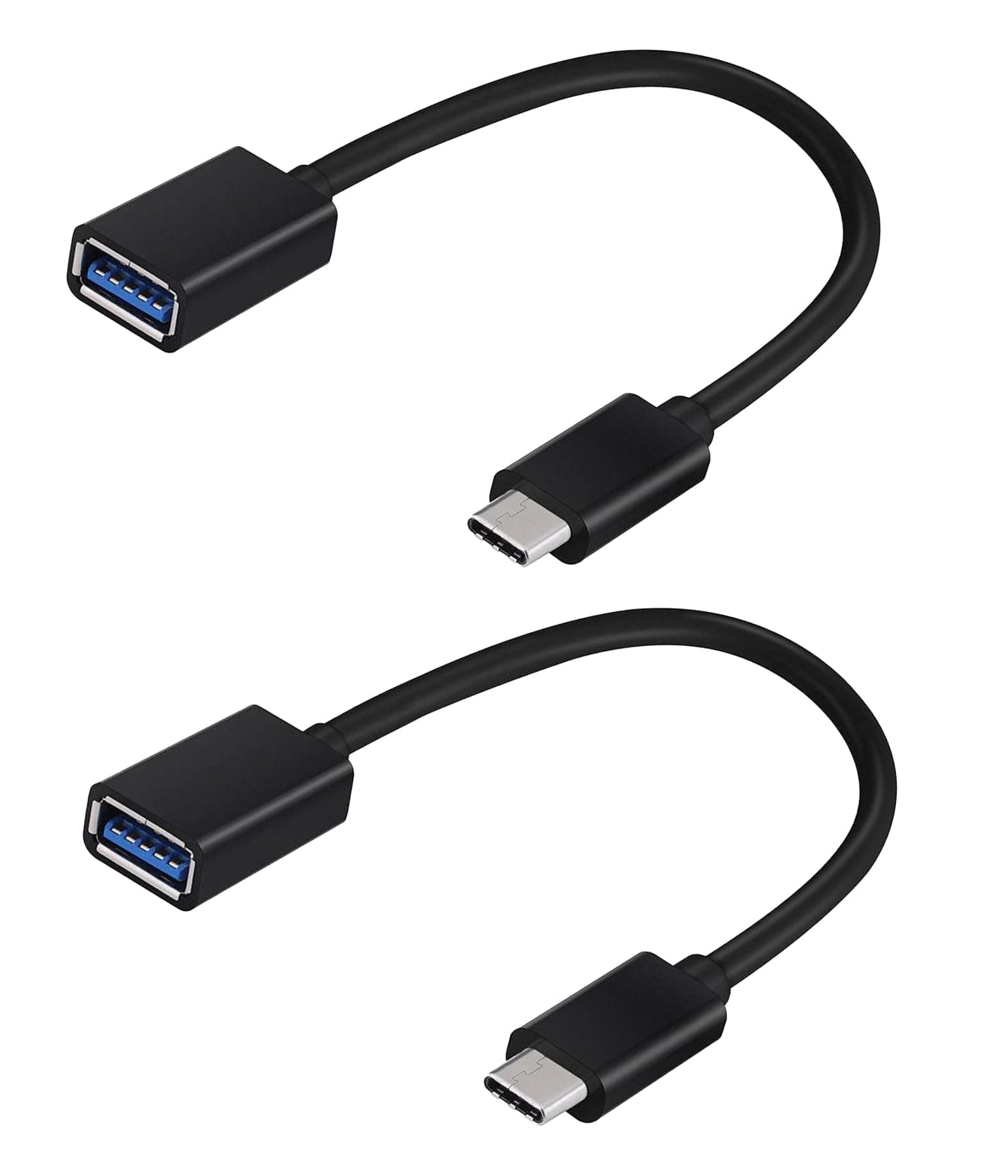 OTG USB-C 3.0 Adapter (2 Pack) Compatible with Samsung Galaxy C9 PRO to Quick Multi-Use Functions to Backup, Keyboard, mice, Thumb Drives, Saves, More (Black)