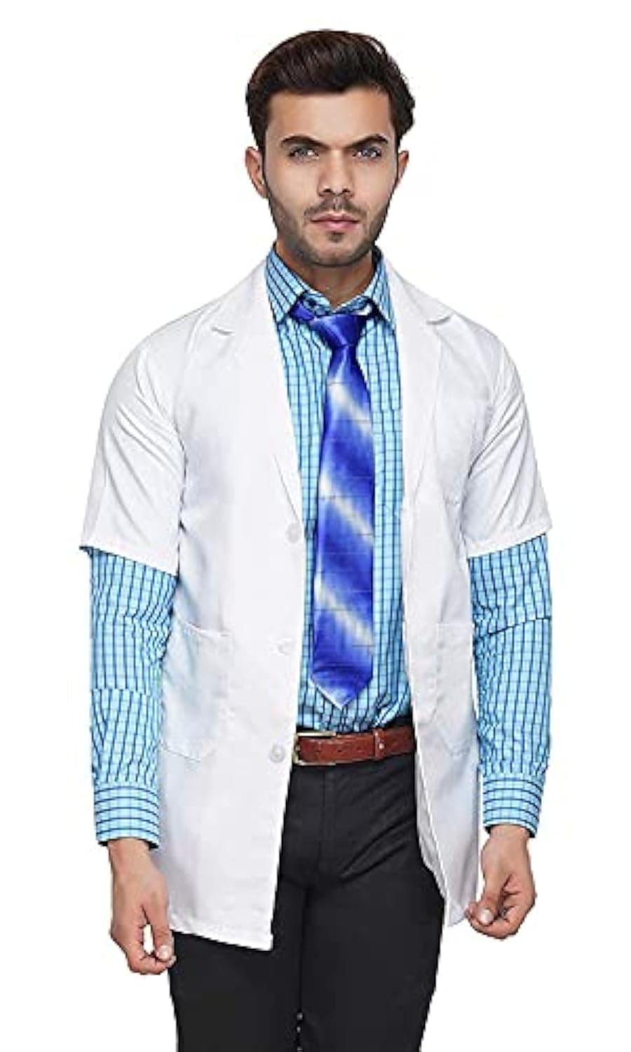 Q3 Apron Lab Coat Wrinkle Resistant Poly Cotton Unisex Half Sleeves (Small - 36)