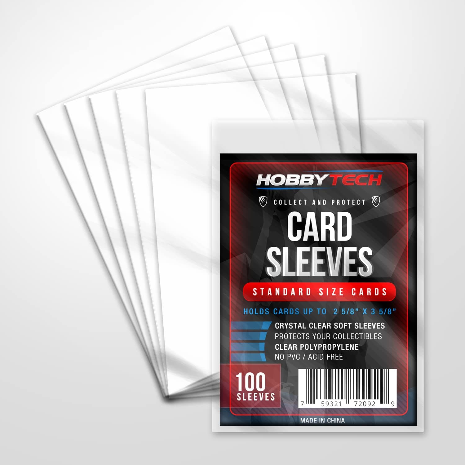 HOBBYTECH Standard Size Card Sleeves - Premium Penny Sleeves for Sports Cards, TCG, MTG - Protect Your Collectibles (100 Pcs)