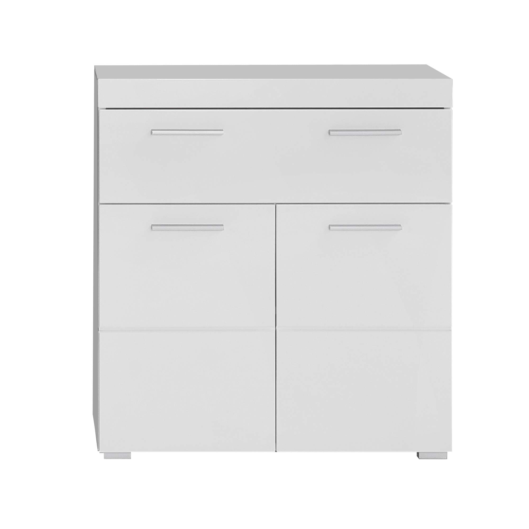 Trendteam Smart Living Amanda Bathroom Storage Chest of Drawers Unit, 73 x 79 x 31 cm, White/High-Gloss White and Lots of Storage Space