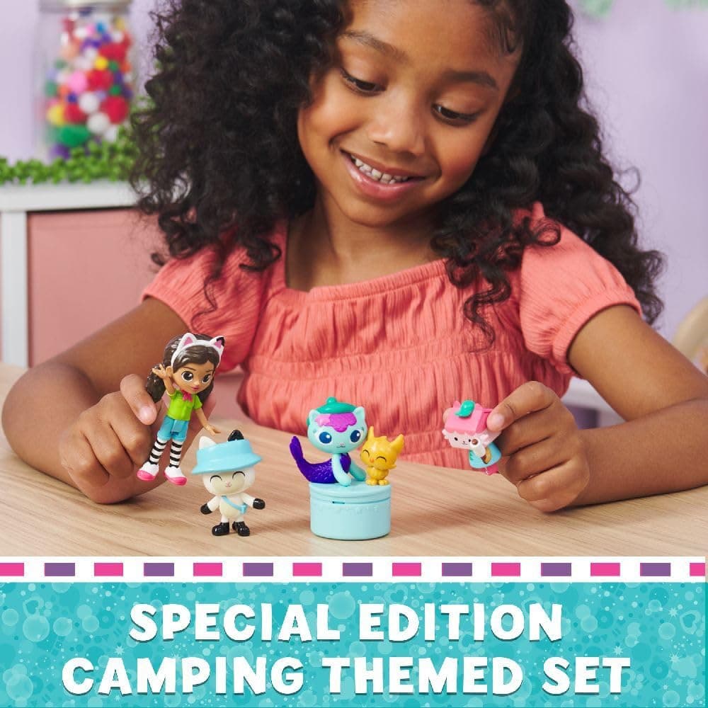 Gabby's Dollhouse DreamWorks, Campfire Gift Pack with Gabby Girl, Pandy Paws, Baby Box & Mercat Toy Figures, Collectible Kids Toys for Girls & Boys 3+