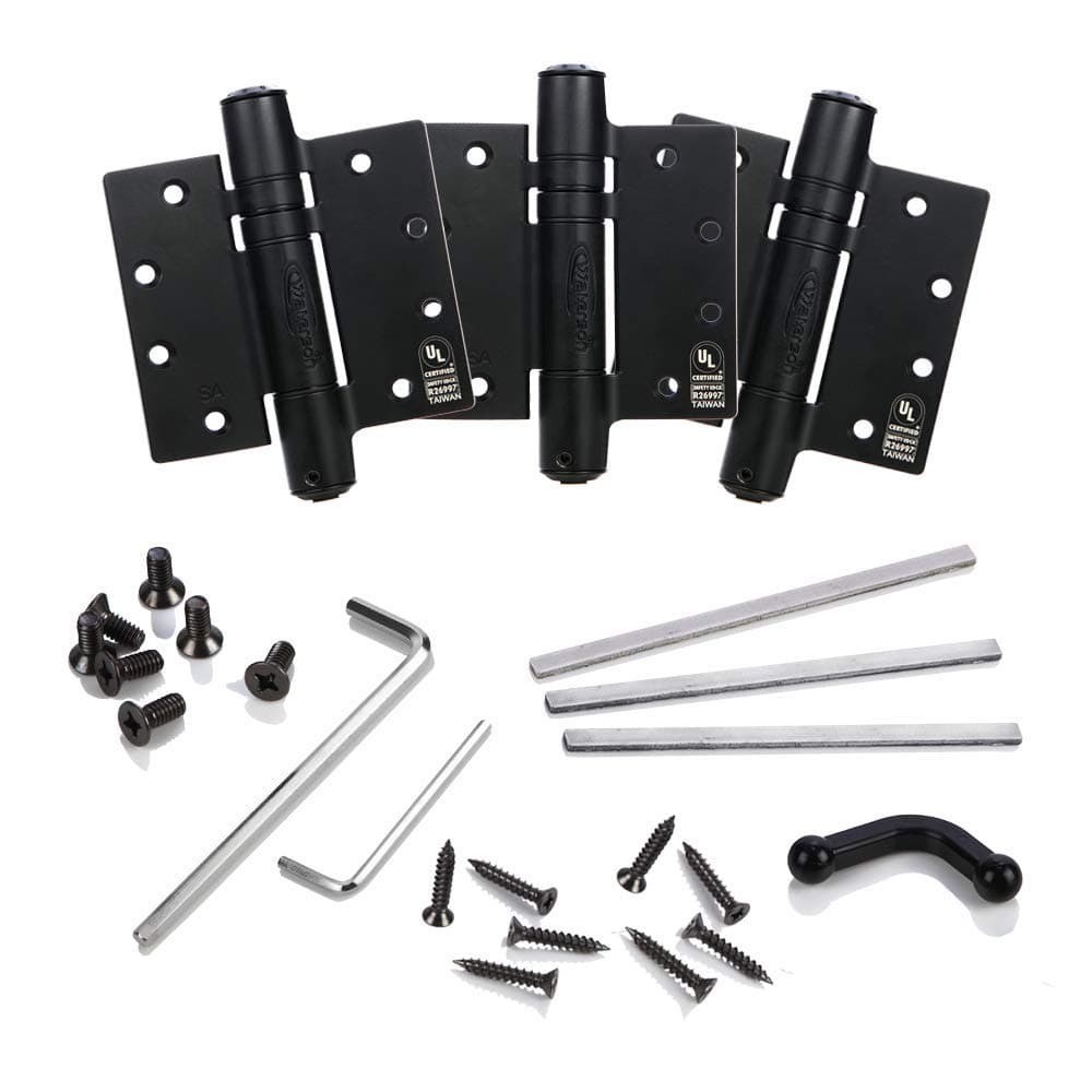 3 Pack 4.5" Heavy Duty Adjustable Hydraulic Self Closing Door Hinges, Fire Rated, Full Mortise, Black - K51M-450-B3 | Waterson Hinges