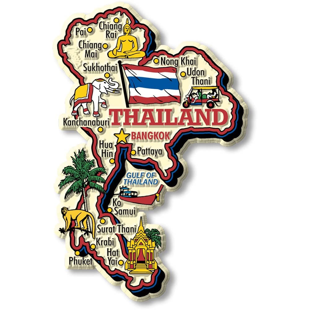 Classic Magnets Made with Pride in the USA Thailand Jumbo Country Map Magnet by Collectible Souvenirs