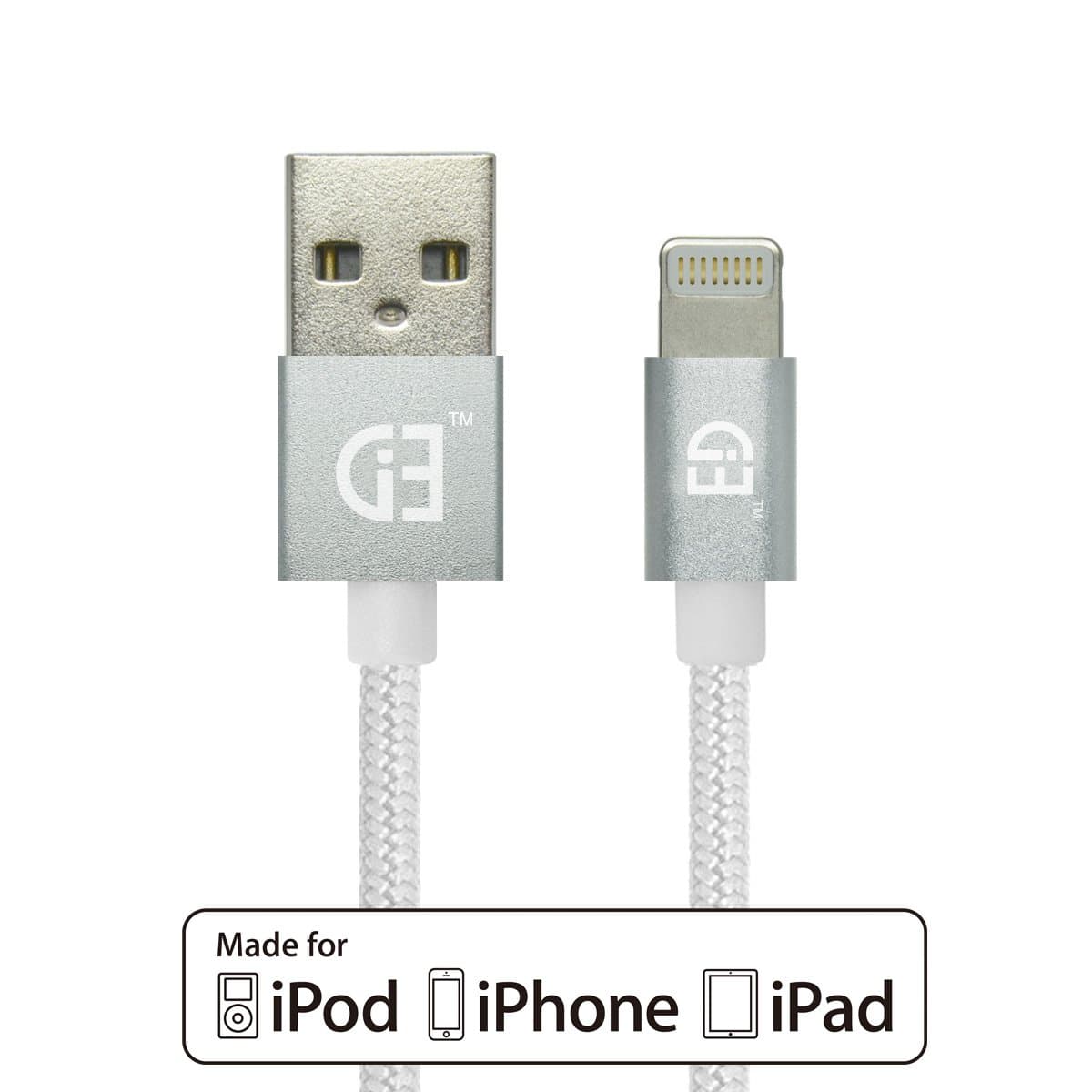 iTechnology Apple MFi Certified Power/SYNC Lightning to USB Cable 3.2ft / 1.0m,Lightning Cable with Ultra-Compact Slim Head Perfect for iPhone 6/Plus/ 5s 5c 5, iPad Air Air2 mini3, iPad 4th gen, iPod touch 5th gen, and iPod nano 7th gen,iPhone 6 data cable,iPhone 6 plus usb cable,iPad air Cable, (Silver 3.2ft)
