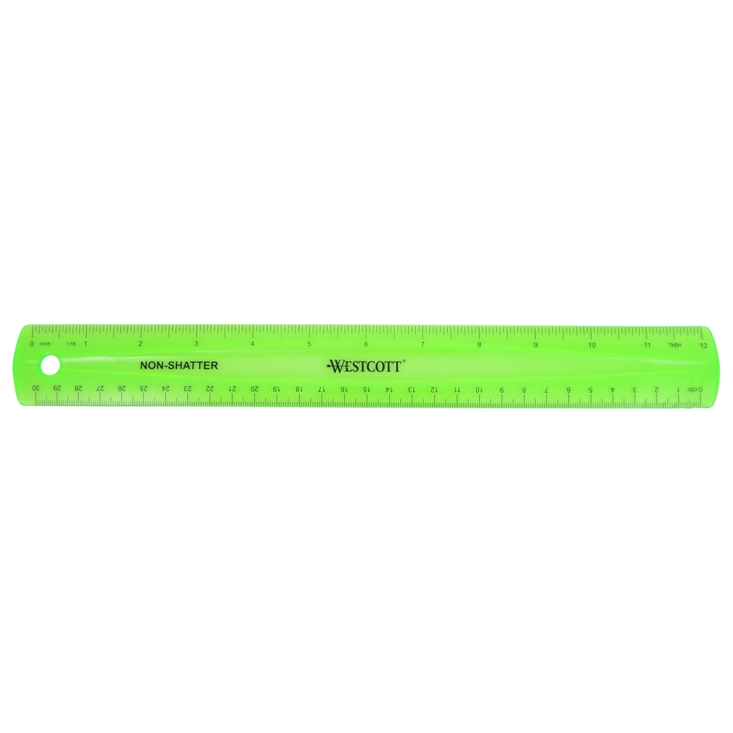 Westcott Shatterproof Ruler, 12-Inch, Green, 16012
