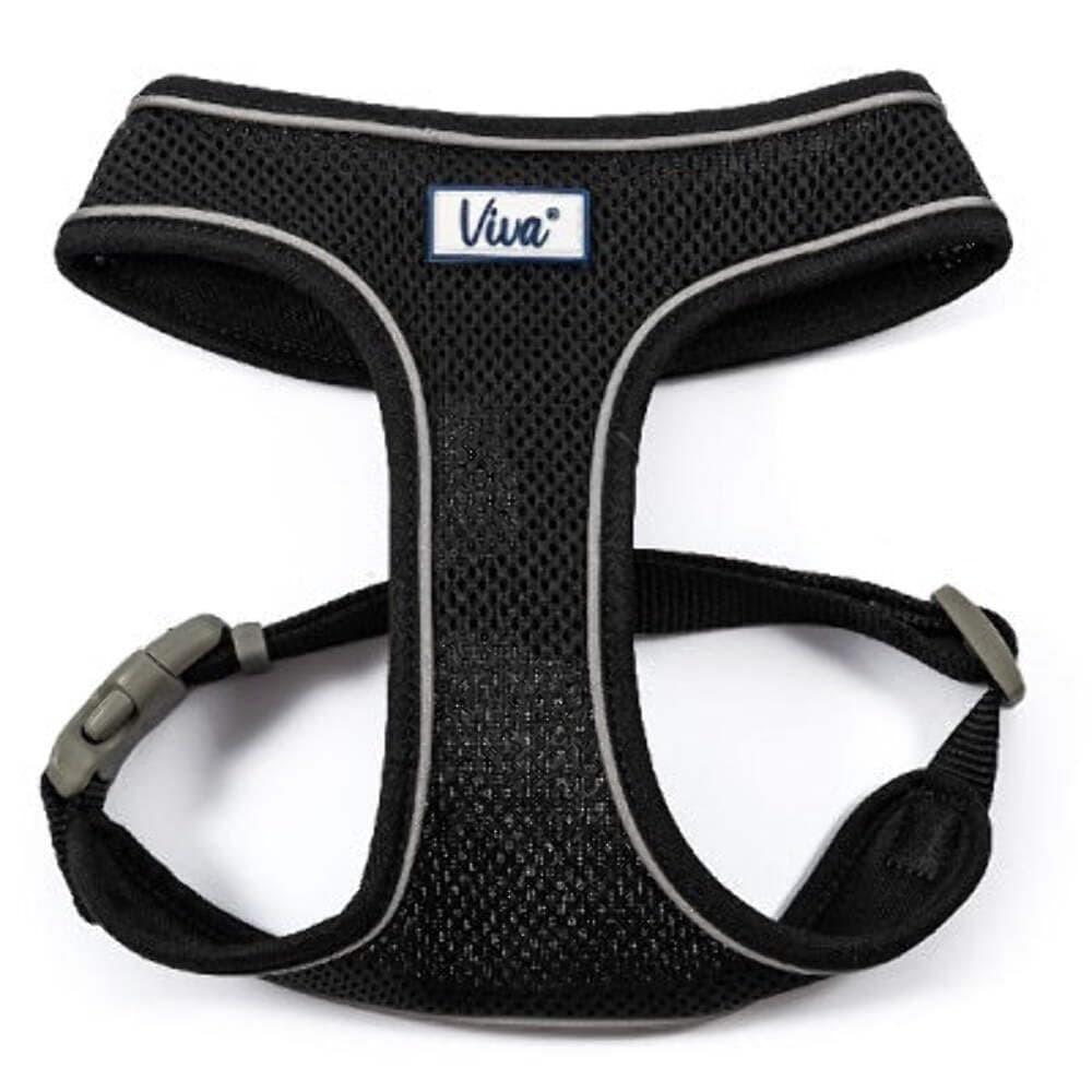 Ancol Viva Lightweight Breathable Comfort Mesh Nylon, Plastic Dog Harness Black Size Medium (Fits Girth 44-57 cm)