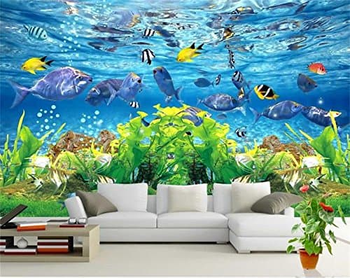 Chlwx 400cmX280cm (157.5inX110.136in) 3D Room Wallpaper Murals Undersea World Tropical Fish 3D Painting Photo Wallpaper for Walls 3D