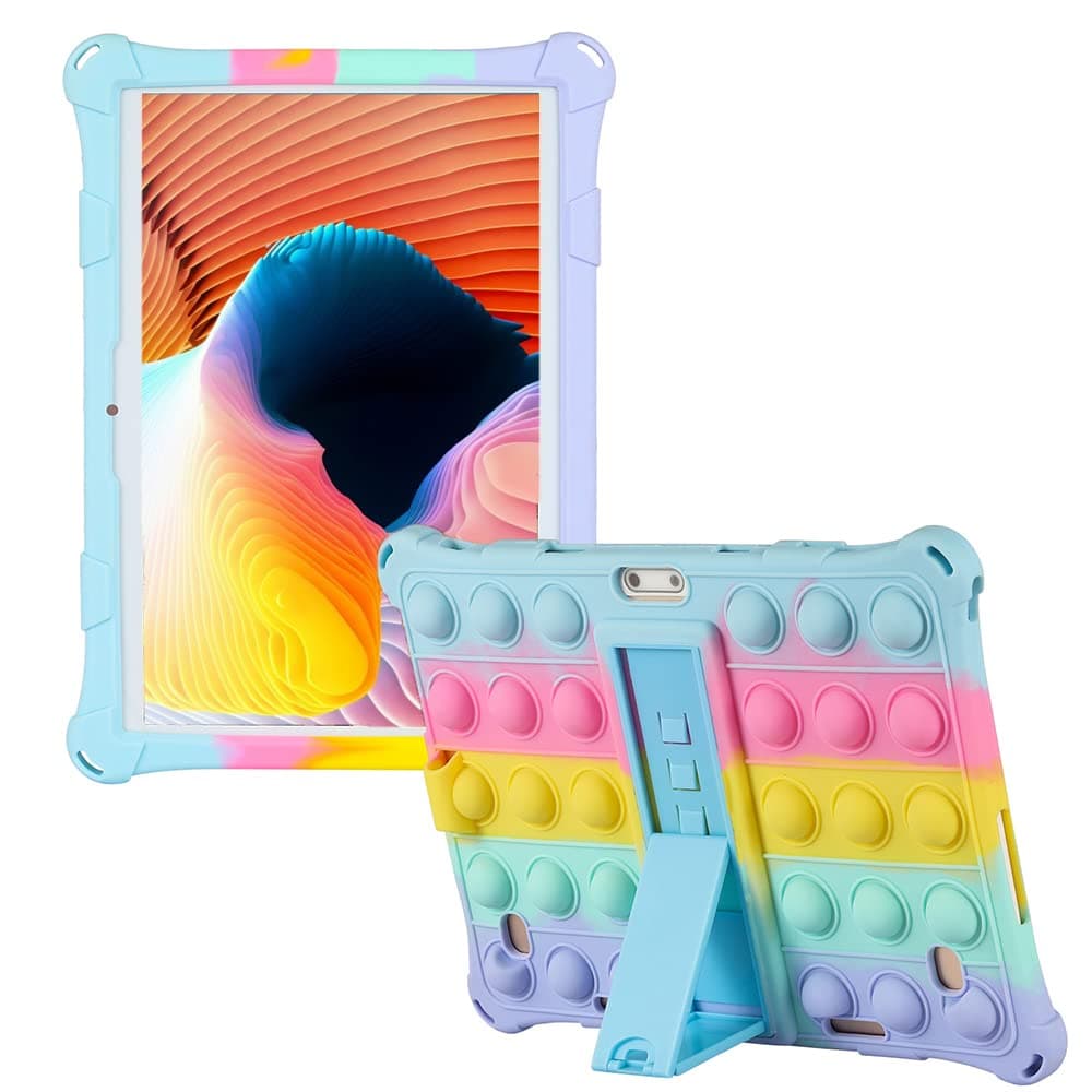 Universal 10.1 inch Tablet Protective Cover, Compatible with Zonko, qunyiCO, MEIZE, PRITOM, FEONAL, ANTEMPER, MARVUE, Dragon Touch, Winsing, FANGOR, ZZB (Rainbow Blue)