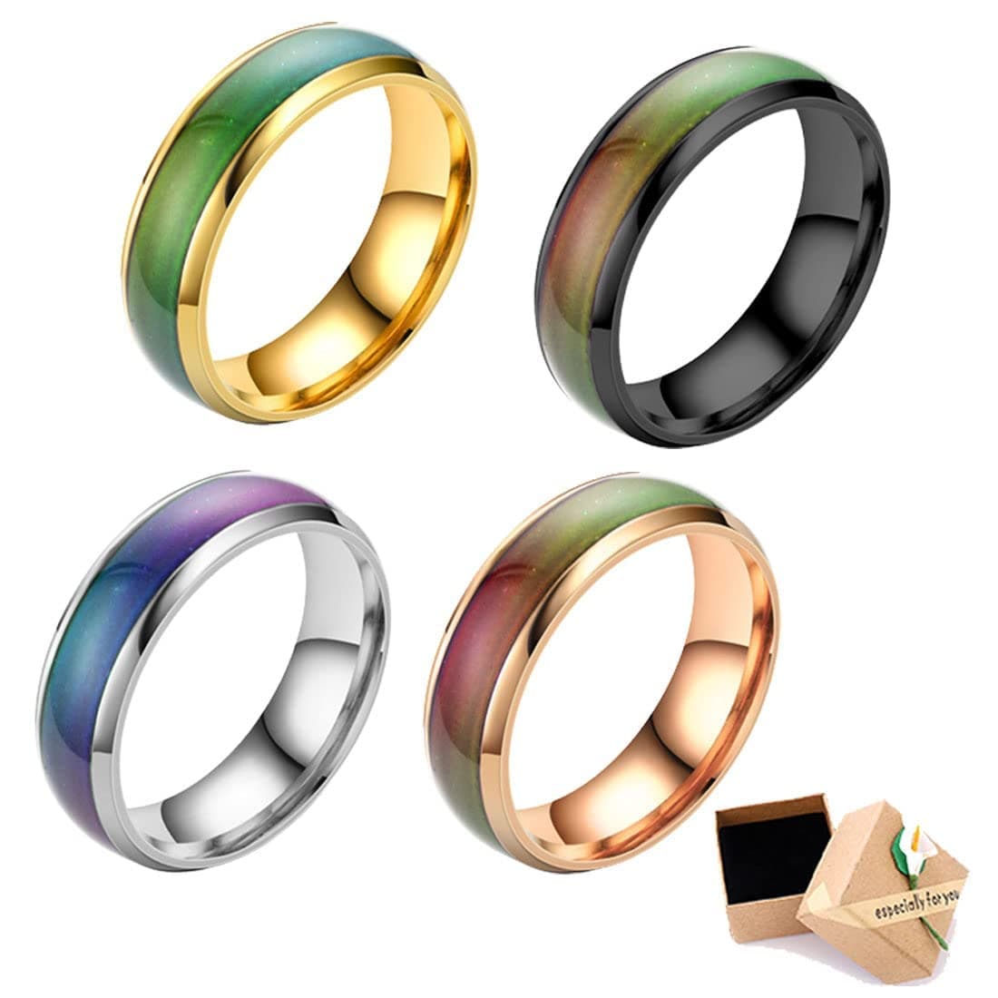 YOOUS Anisomi Lymphatic Hyperthermia Ring, Weight Loss Thermochromic Ring, Mood Color Changing Ring, Womens Mens Mood Ring