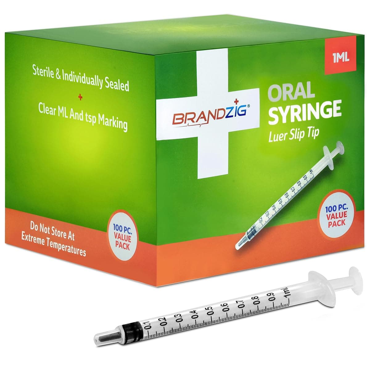 1ml Oral Syringe - 100 Pack – Luer Slip Tip, No Needle, Sterile Individually Blister Packed - Medicine Administration for Infants, Toddlers and Small Pets