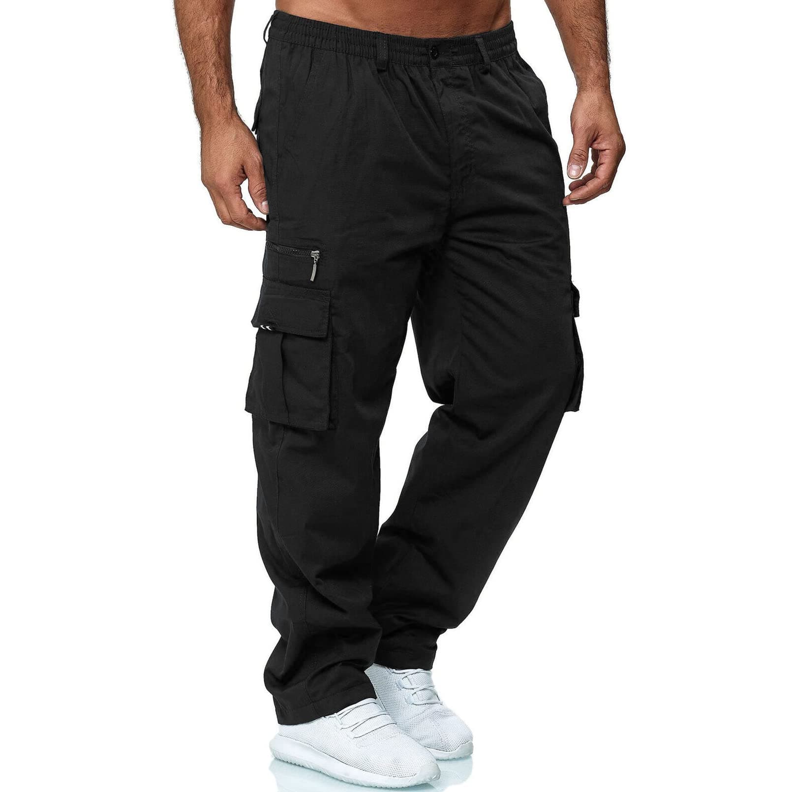Men's Casual Cargo Pants Multi-Pockets Athletic Straight-Fit Lightweight Jogger Hiking Pant Work Trousers Sweatpants