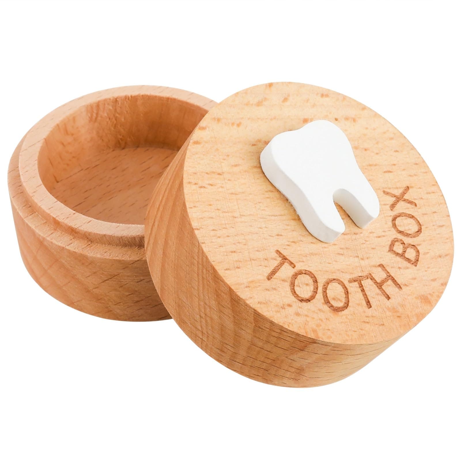 Ouligay Tooth Fairy Box Baby Tooth Box Tooth Fairy Keepsake Box 3D Carved Wooden Box Souvenir Dropped Tooth Cute Lost Tooth Holder Tooth Fairy Gifts for Kids