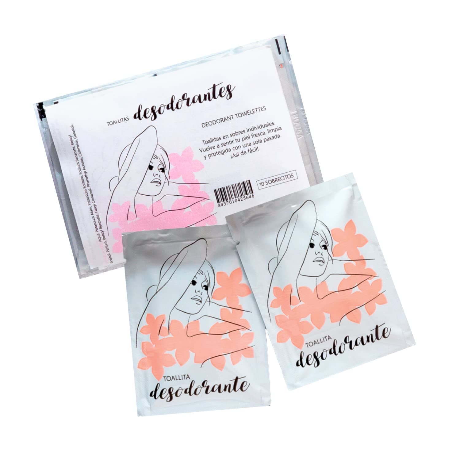 30-pack Deodorant Wipes Unidose w/Potassium Alum Mineral | Antiperspirant Towelettes for Body, Armpits, absorb Sweat, Odor | Unisex, Quick Dry, Anti-Stain | Made in EU