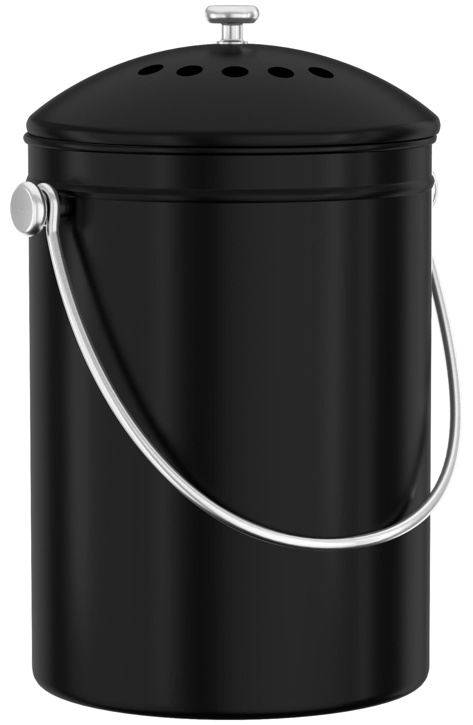 Utopia Kitchen Compost Bin for Kitchen Countertop - 1 Gallon Compost Bucket for Kitchen with Lid - Includes 1 Spare Charcoal Filter ((Silver)