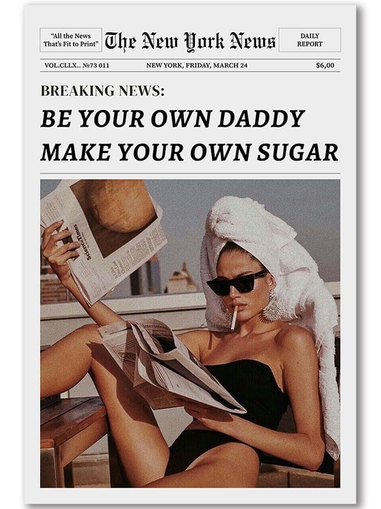 TrendyTrendy Canvas Wall Art For Bedroom The New York Newspaper Posters Funny Hot Girls Beach Canvas Wall Art Funky Disco Ball Humor Preppy Room Decor Living Room Bar Cart Dorm (D,12x18in Unframe)