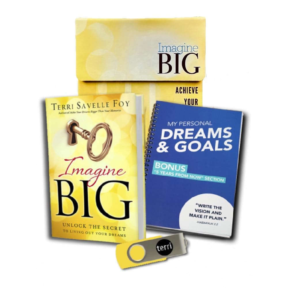 Imagine BIG Kit, Unlock The Secrets To Living Out Your Dreams Your imagination, Imgaine Big Book, Dreams & Goals Notebook, Imagine Big 5-audio teaching flash drive