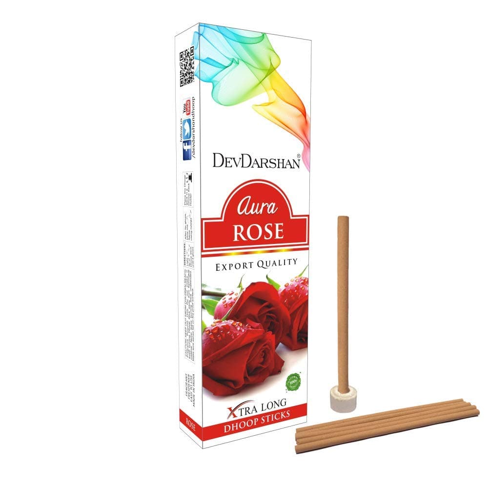 Devdarshan Aura Rose Dry Dhoop Stick 10 Sticks (Pack of 12 Units)