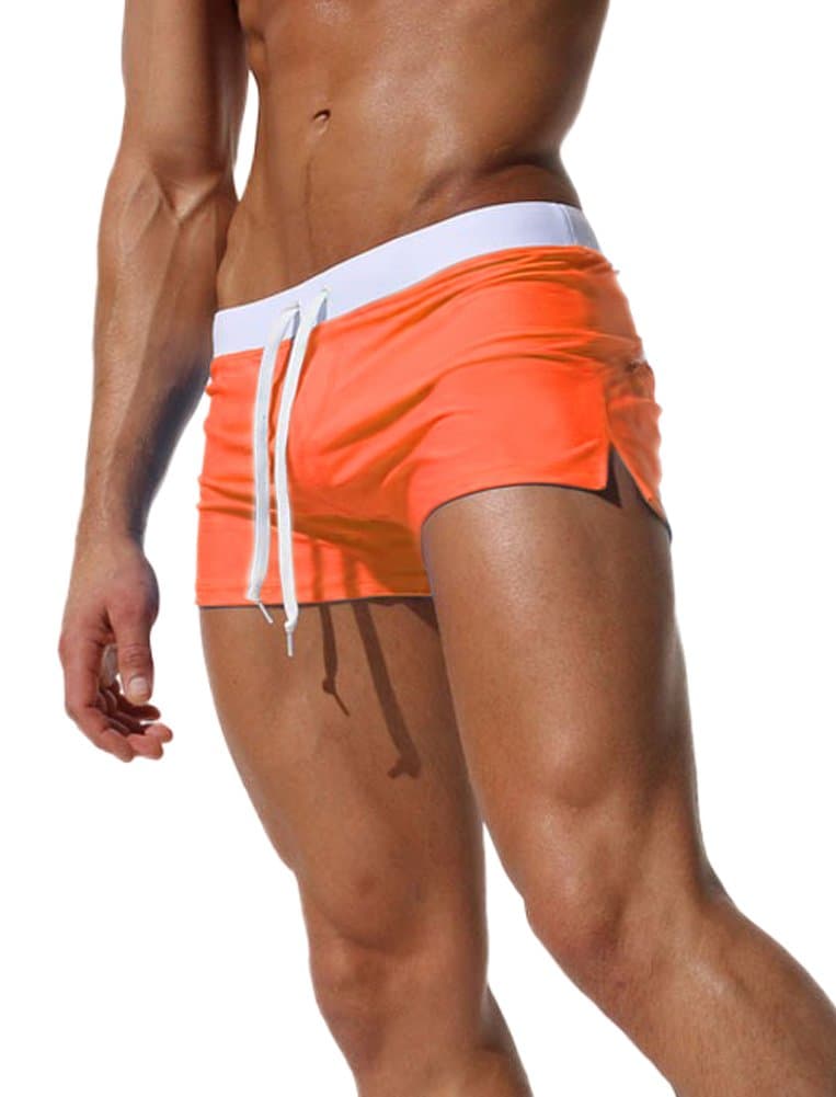 Ateid Men's Swim Boxer Briefs Trunks Orange L