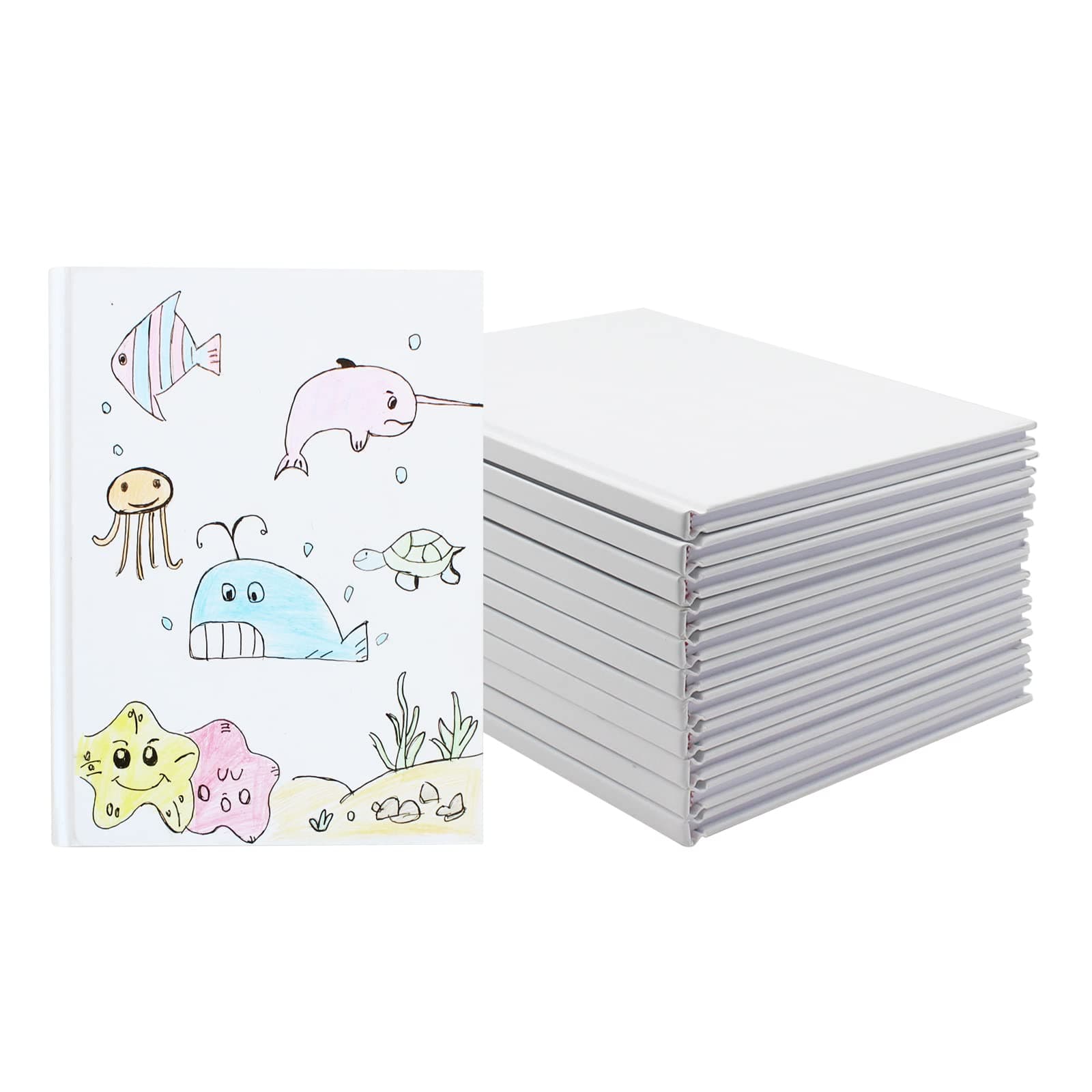 12 Pack White Hardcover Blank Book 6x8 inch, Hardcover Blank book for Students to Write Stories, Hardcover Sketchbooks Journal（White，22 Sheets/ 44 Pages Each）