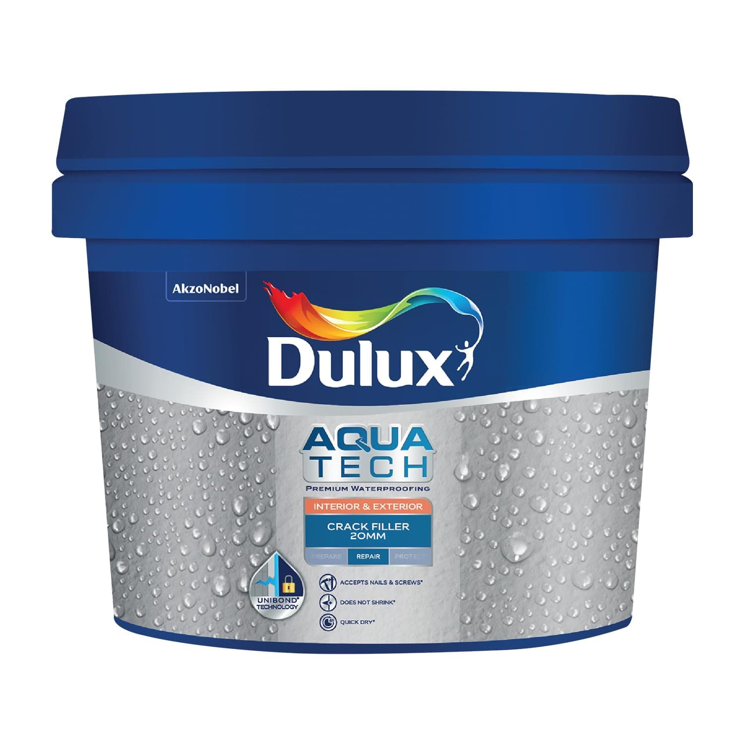 Dulux Aquatech Waterproof Crack & Gap Filler – High-Strength, Non-Shrink Sealant for Interior/Exterior Wall, Roof, Terrace, Home, Kitchen Sink, Tile gap, Repair Concrete Leaks Up to 20MM (White 1KG)