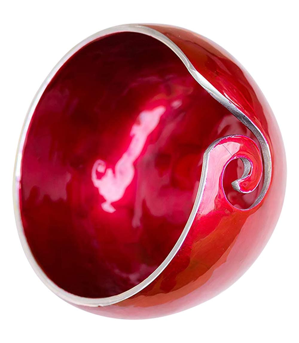 Metal Yarn Bowl Holder - Knitting Bowl with Holes Storage - Crochet Yarn Holder Bowl - Perfect for Any Gift! (Red)