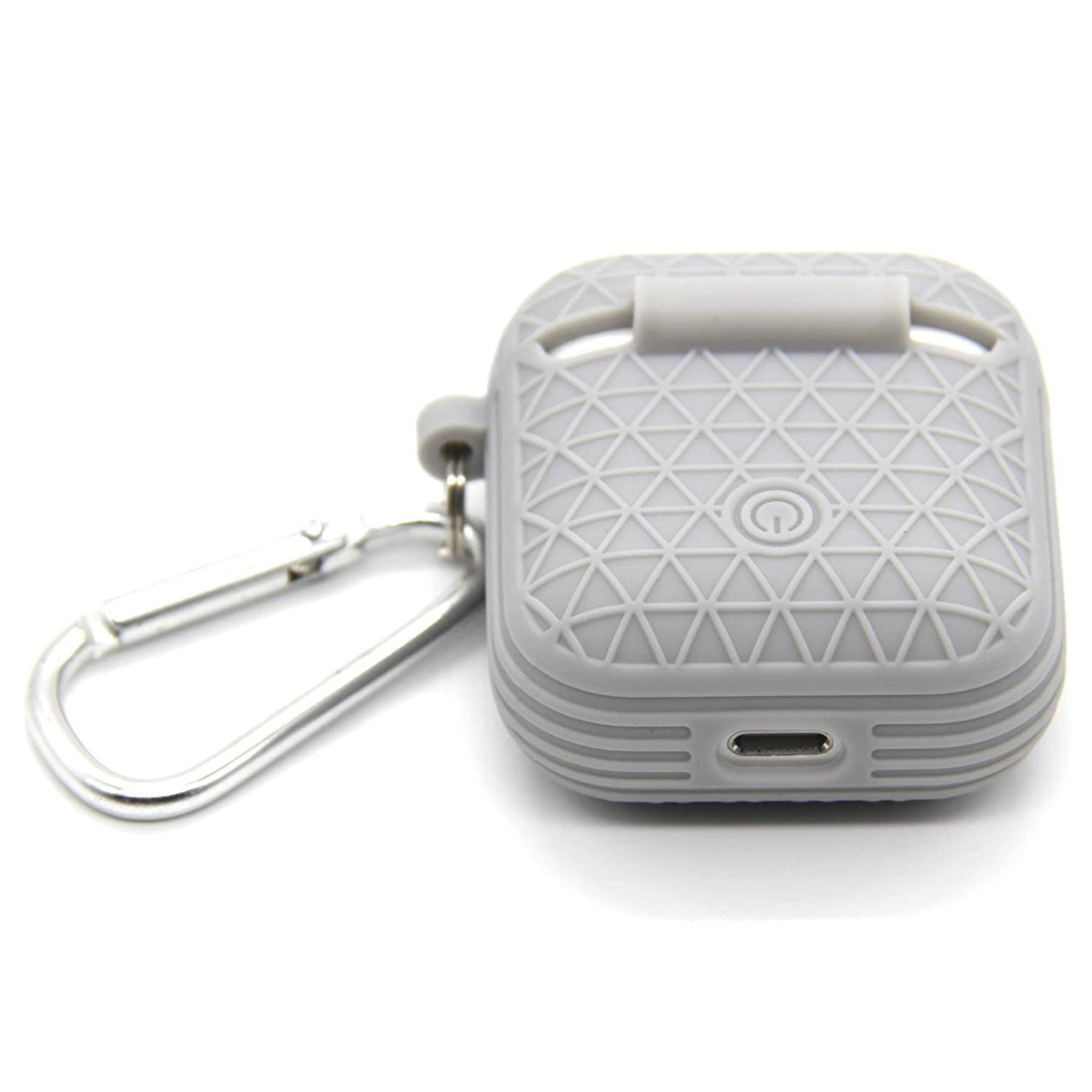 Santo Airpods Case, Protective Thicken Airpods Cover Soft Silicone Chargeable Headphone Case with Anti-Lost Carabiner for Apple Airpods Charging Case (Grey)