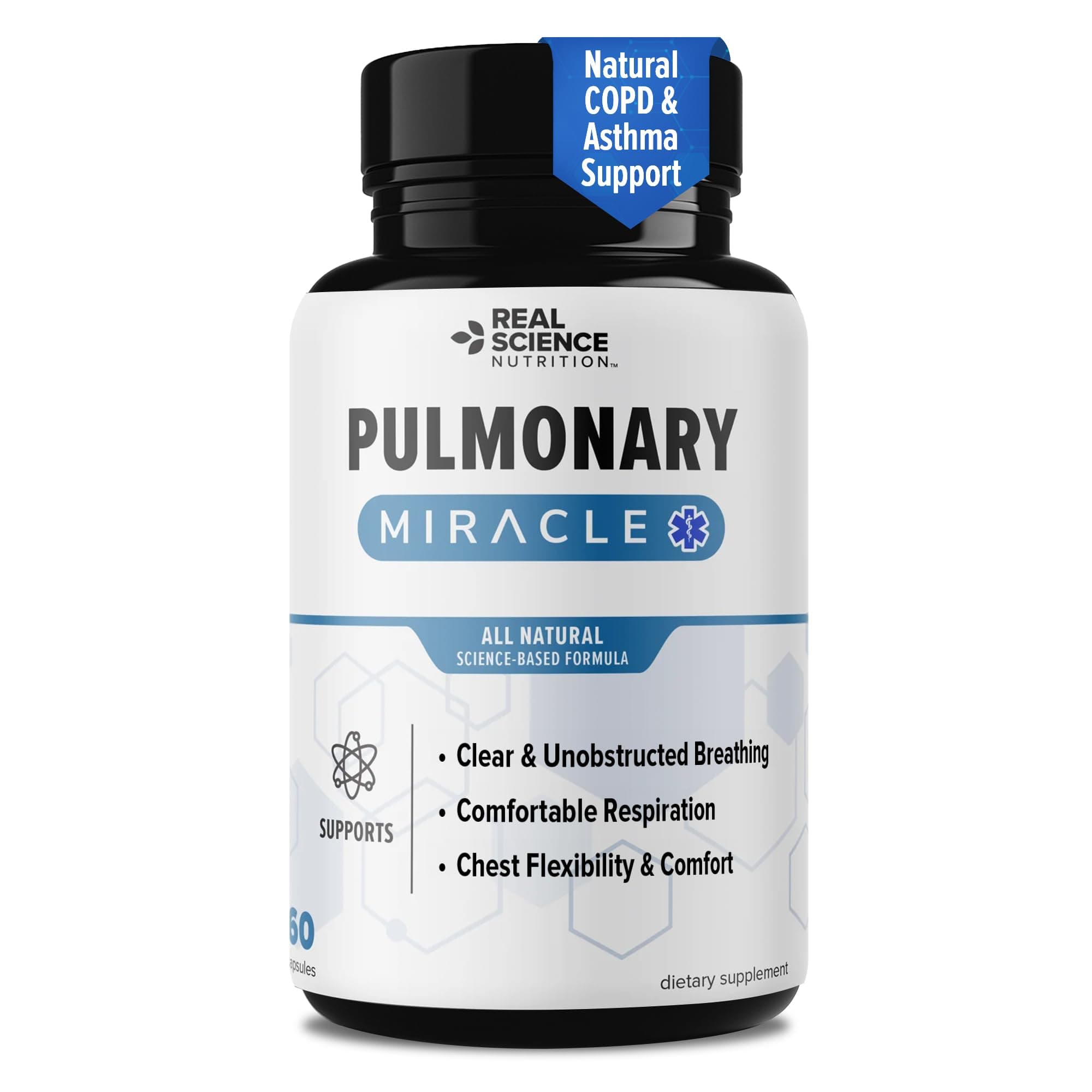Pulmonary Miracle COPD Relief and Lung Detox Capsules to Clear Lungs & Aid Breathing - Lung Support Supplement with Vinitrox & GABA for Long-Term Cough & Respiratory Relief, 60 Caps