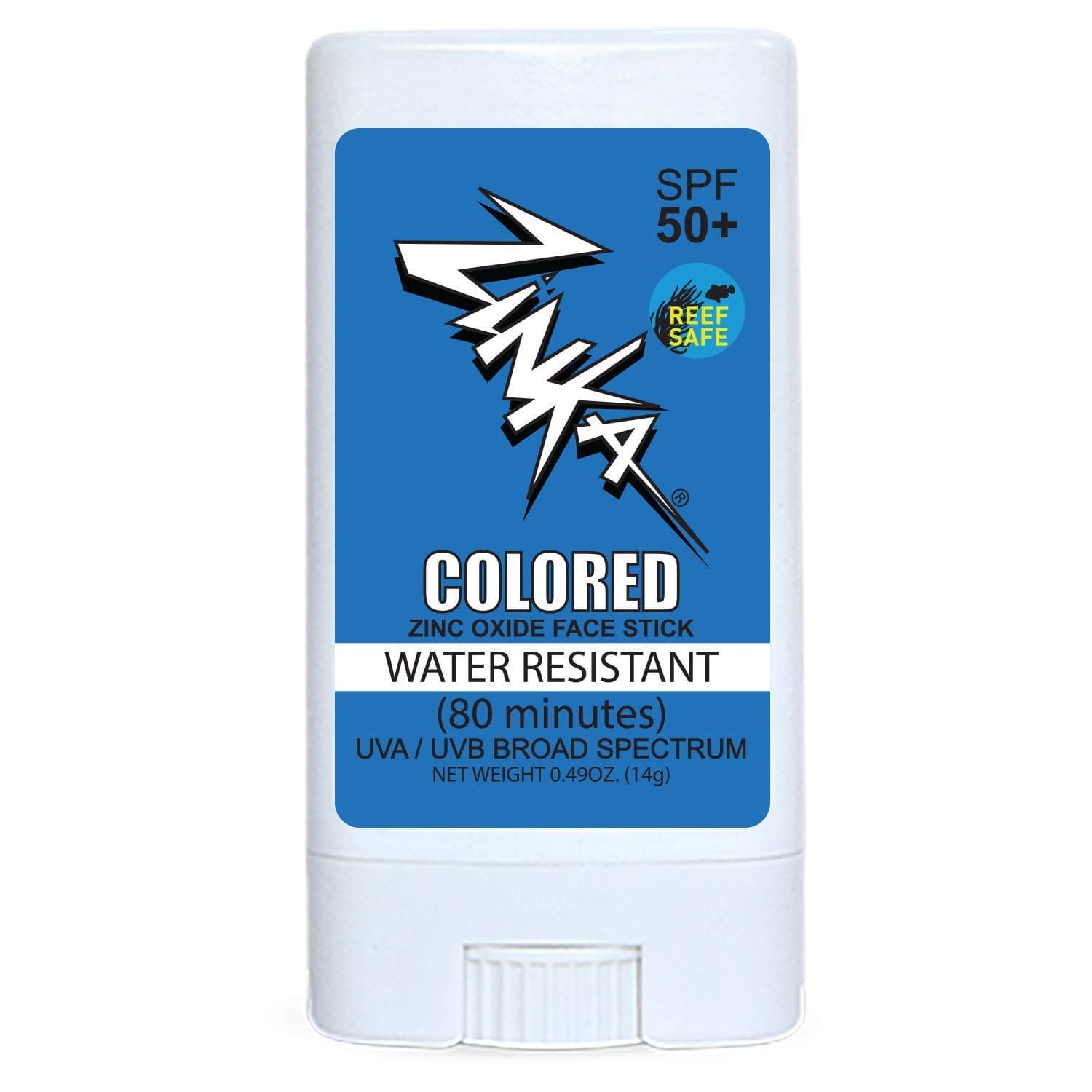 Zinka Sunscreen SPF 30 All Natural Vegan Mineral Blue Colored Face Stick