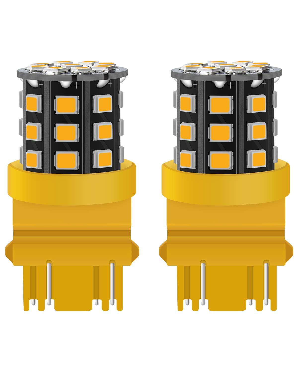 ALOPEE 3157 LED Bulb Amber 3047 3057 3156 3457 4057 4114 4157 T25 Non Polarity Replacement Bulb 33SMD 2835 Chips for Auto Turn Signal Light, Blinker Light, Marker Light 12V-24V DC/AC, Pack of 2