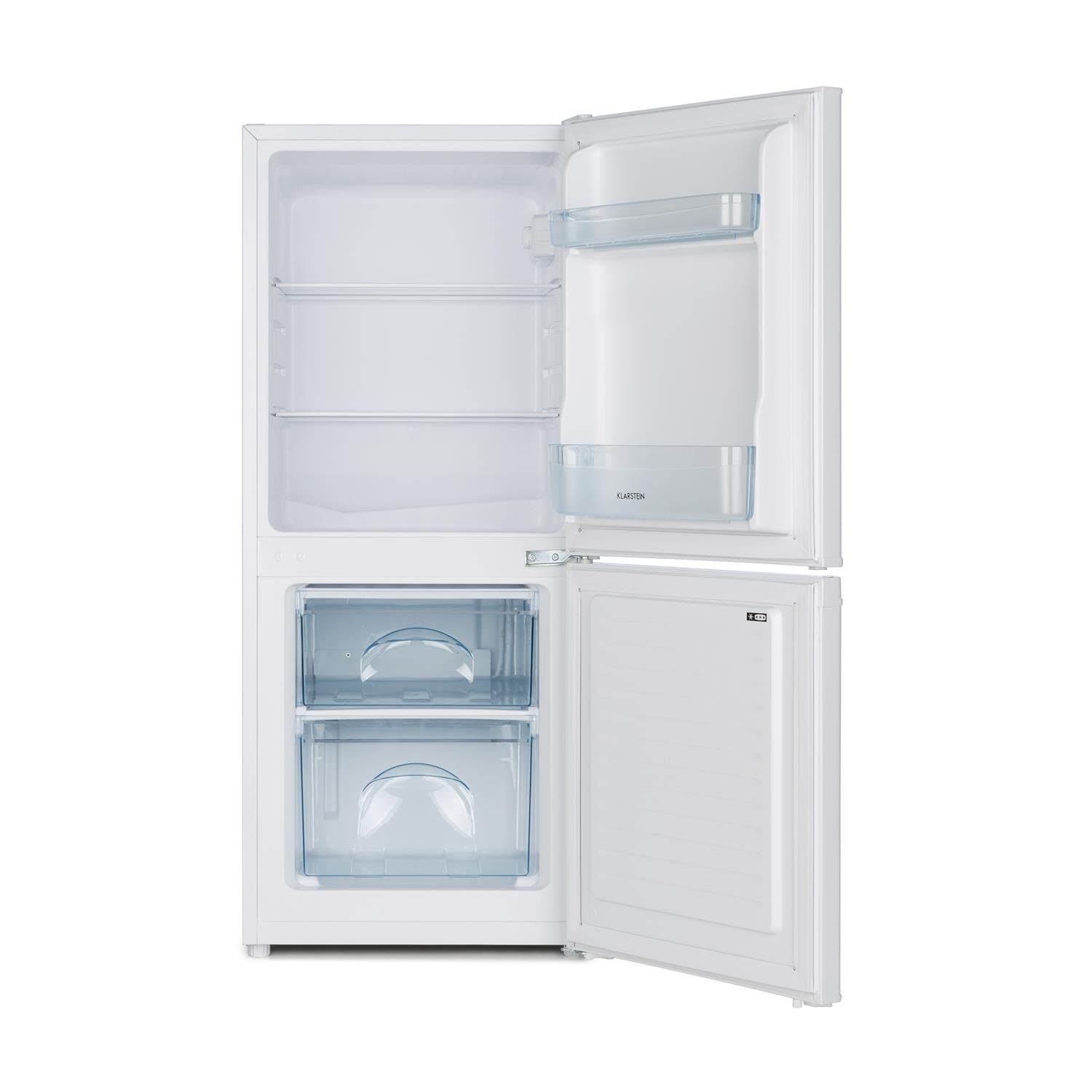Klarstein Big Daddy Cool 100 - Refrigerator-Freezer, 73 L Fridge, 33 L Freezer, 106 L Total Space, Temperature Controller, 2 Shelves, Freestanding, Approx. 47 x 112 x 49 cm (WxHxD), White [Energy Class A+]