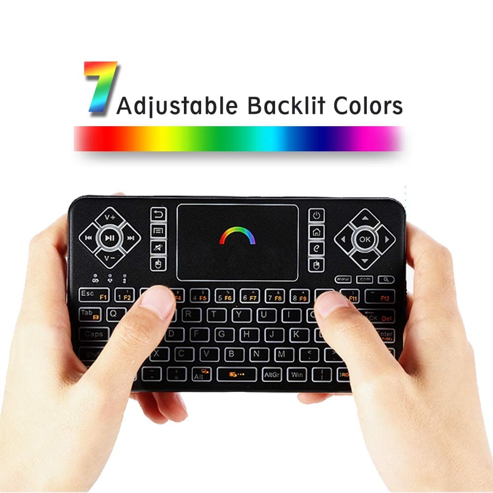 Q9 Mini Wireless Keyboard Backlit with Touchpad for Android TV Box, Smart TV, Rechargeable Kodi Remote Control