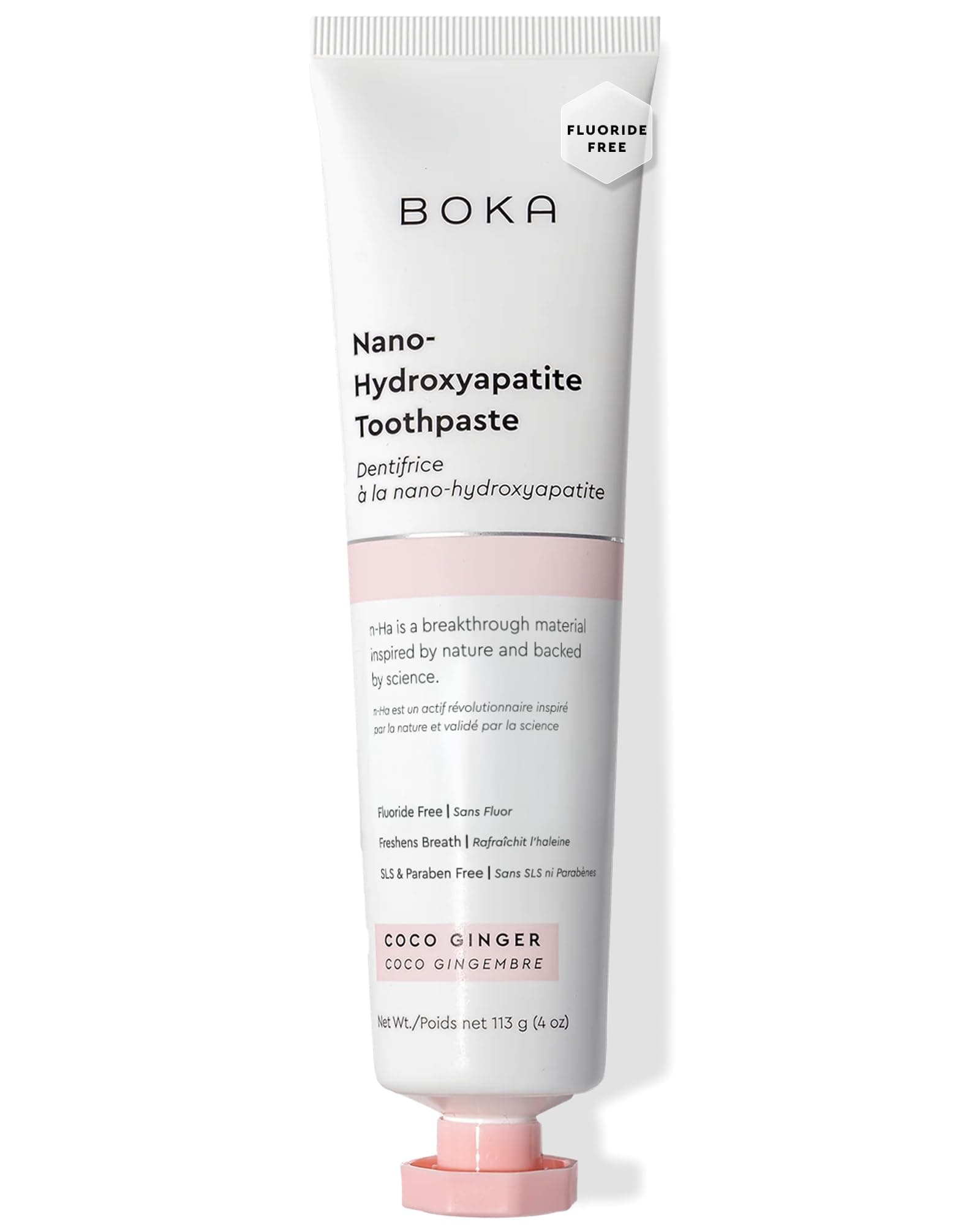 Boka Fluoride Free Nano Hydroxyapatite Toothpaste - Adult & Kids - Appropriate for Sensitive Teeth - No Sulfates & Parabens - Natural Flavors & Vegan - Coco Ginger (113g) 1pk