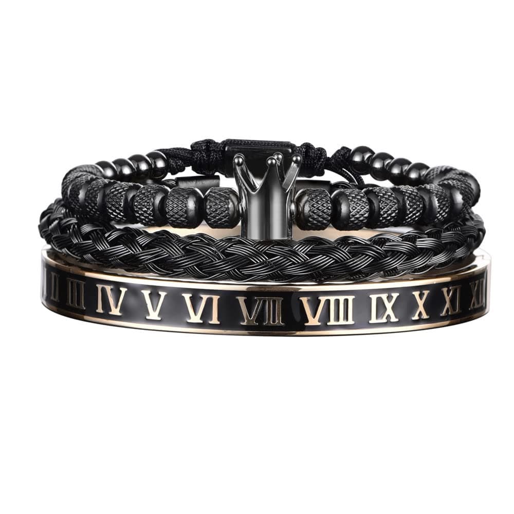 Luxury Roman Royal Crown Charm Men's bracelet Stainless Steel Geometry Pulseiras Men Open Adjustable Bracelets Couple Jewelry Gift