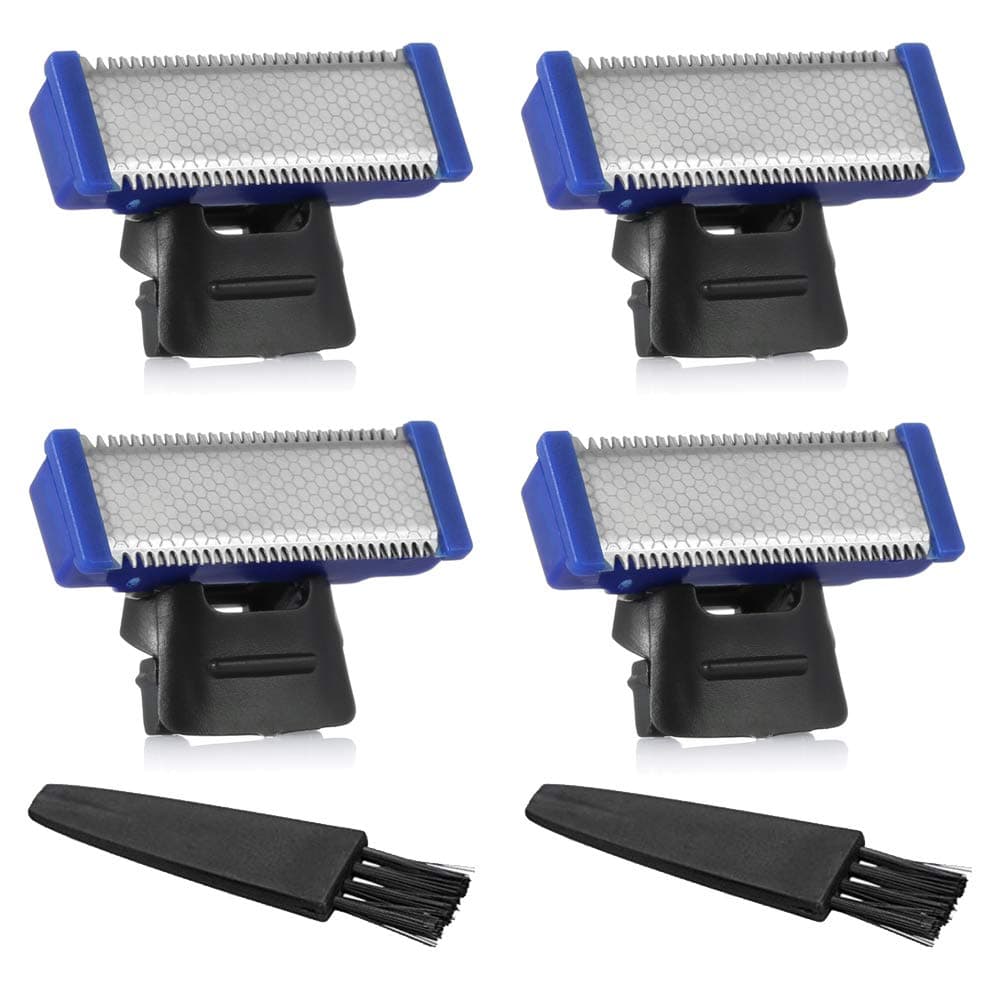 4 Pack Replacement Heads for Rechargeable Shaver Solo Trimmer Micro and Touches Replacement Cutter Head Include 2 Clean Brush