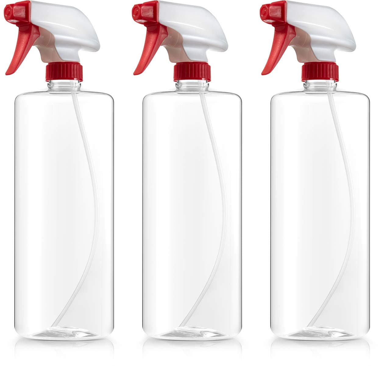 Bar5F Plastic Spray Bottles, Food Grade BPA Free PETE1, 32 Ounce, Crystal Clear, All Purpose Patio, Lawn & Garden uses, N7 Sprayer - Spray/Stream/Off, Value Pack of 3