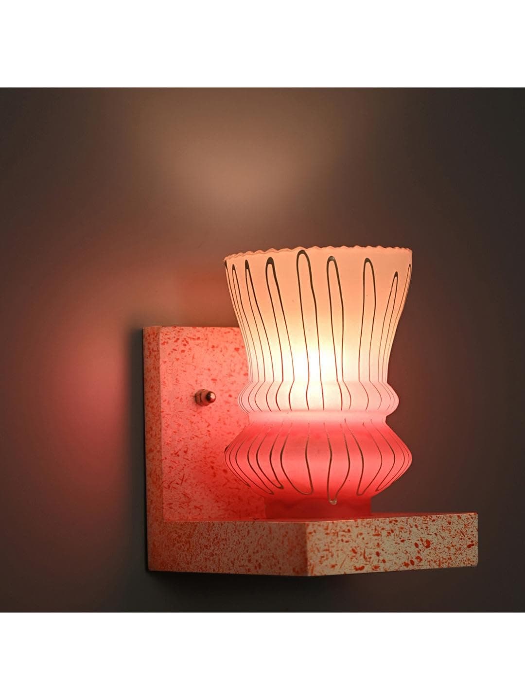 Wall Chair Designer Wall Light/Night Lamp of Romantic Pink Stylish Wood & Colorful Glass Shade, 10.5 x 16 CM- V550