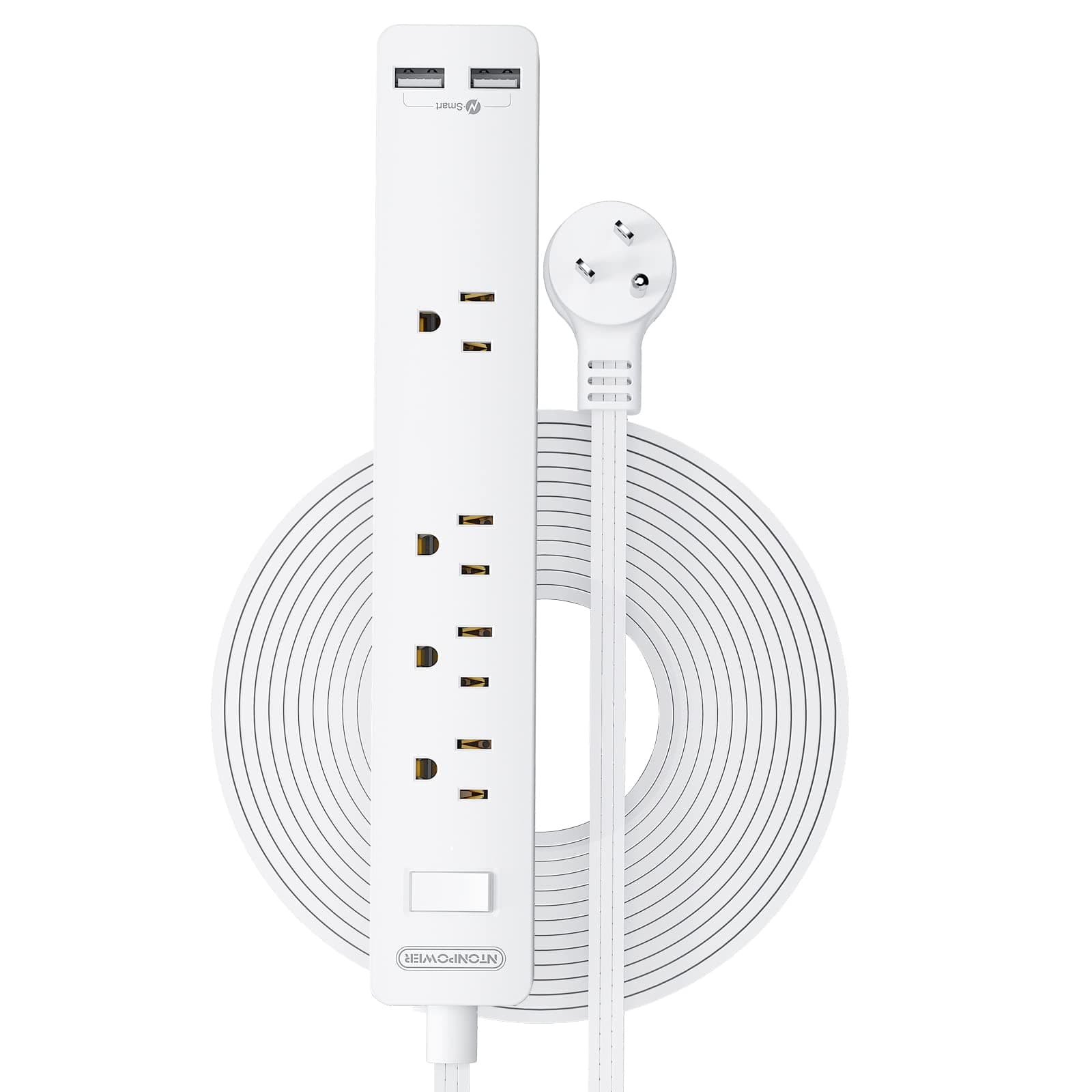 NTONPOWER 3M Flat Extension Lead Cable Flat Extension Cable Under Carpet Flat Connector Power Strip Wall Mounted Ultra Thin Flat Extension Cord