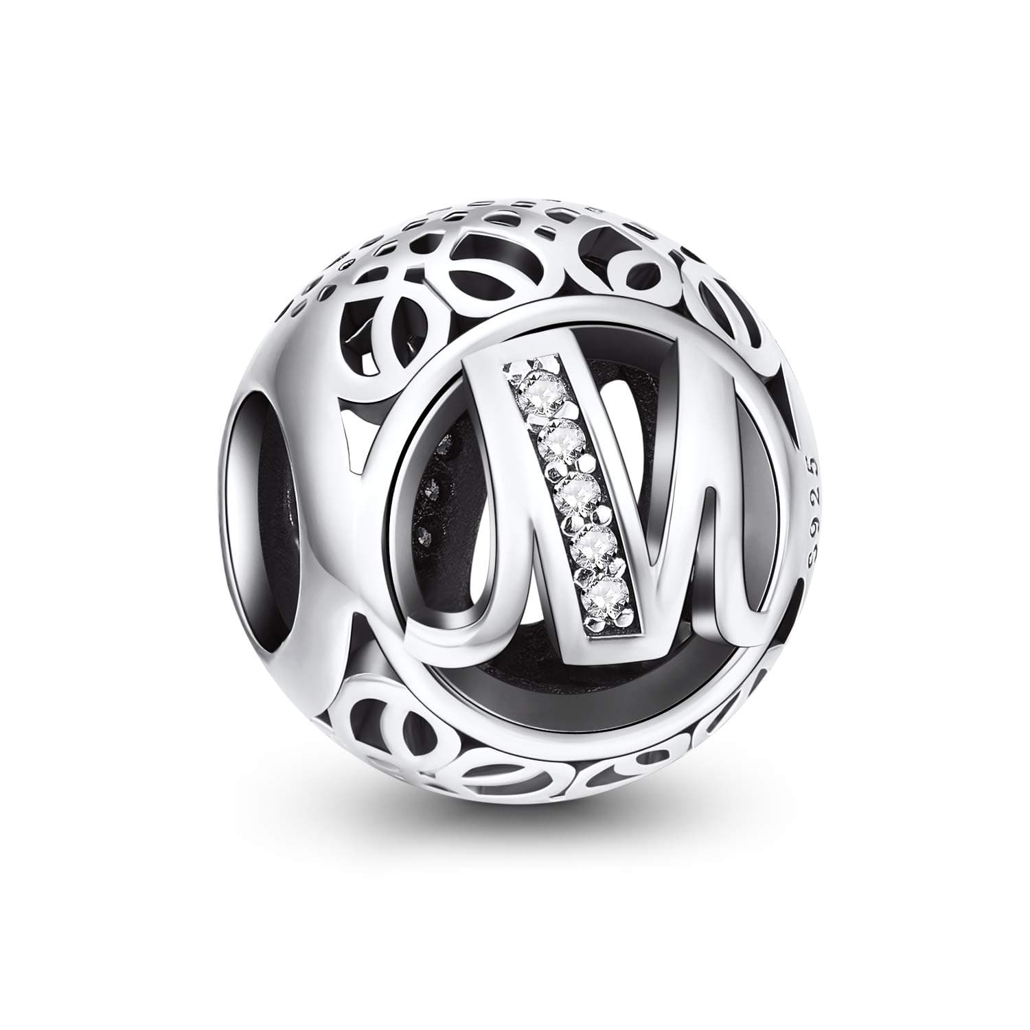 NINGAN 925 Sterling Silver Letter Charm A-Z alphabet beads for Women's Bracelets and Necklaces Birthday gift For Friends