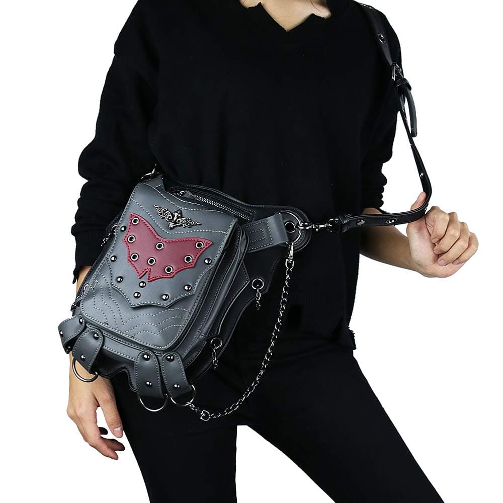 Punk Gothic Rivet Waist Bag Women Men Leather Crossbody Motorcycle Leg Bags