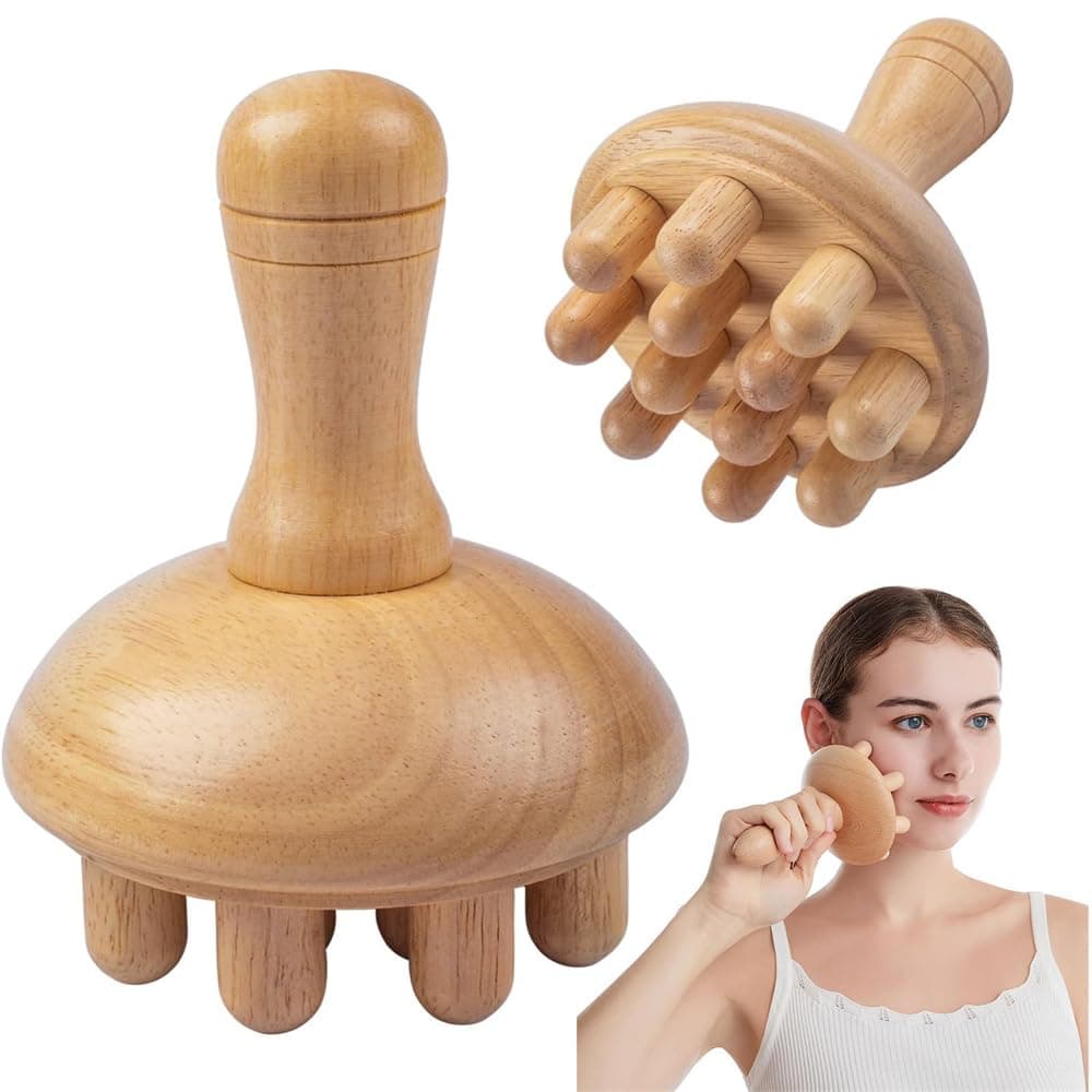 Mushroom Massager, Wood Therapy Massage Tools, Lymphatic Drainage Massager, Wooden Massager, Body Sculpting Tools for Muscle Pain Relief, Anti-Cellulite, Body Contouring and Shaping