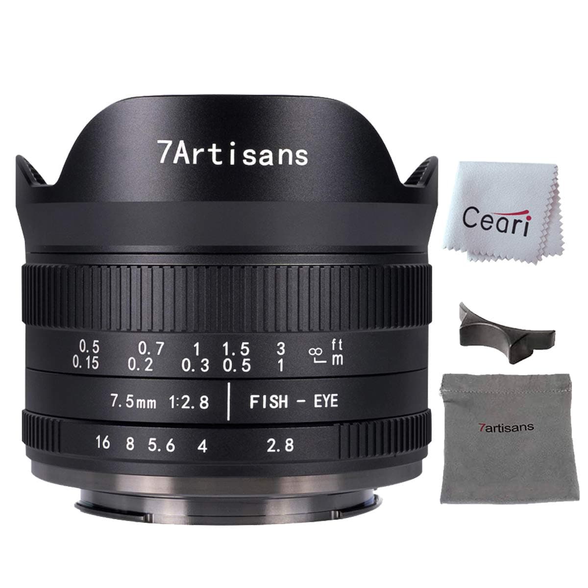 7artisans 7.5mm F2.8 II Fisheye Lens APS-C 190° Ultra Wide Angle Manual Fixed Lens, Compatible with Fujifilm X-Mount Camera X-A1, X-A2, X-at, X-M1, XM2, X-T1, X-T2, X-T10, X-Pro1, X-E1, X-E2 Black