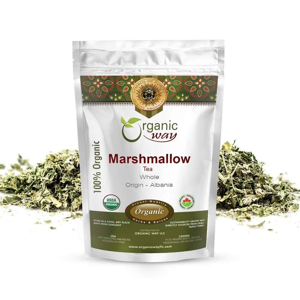 Organic Way Marshmallow Tea Whole (Althaea officinalis) | Herbal Tea - European Wild-Harvest | Organic & Kosher Certified | Non GMO & Gluten Free | USDA Certified | Origin - Albania (1LBS / 16OZ)USDA Organic