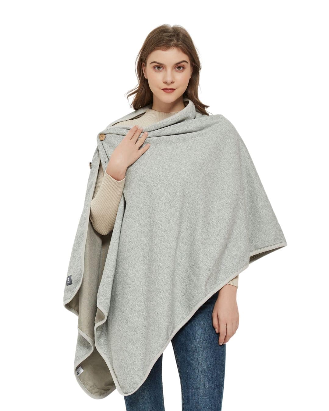 EMF Poncho Blanket, 5G, Wearable Faraday Blanket, RF Shielding, WiFi Blocker, EMF Clothing 28" x 72", Black/Grey
