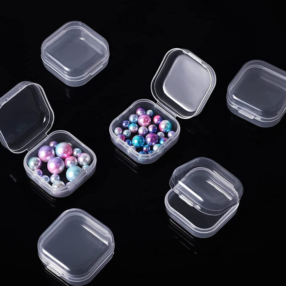 Containers Box, 6 Pack Small Clear Plastic Storage Containers with Hinged Lids for Organizing, Mini Beads Storage Containers Box for Jewelry, Hardware, Crafts, Pills, Tiny Beads (1.37 x 1.37 x 0.7 in)