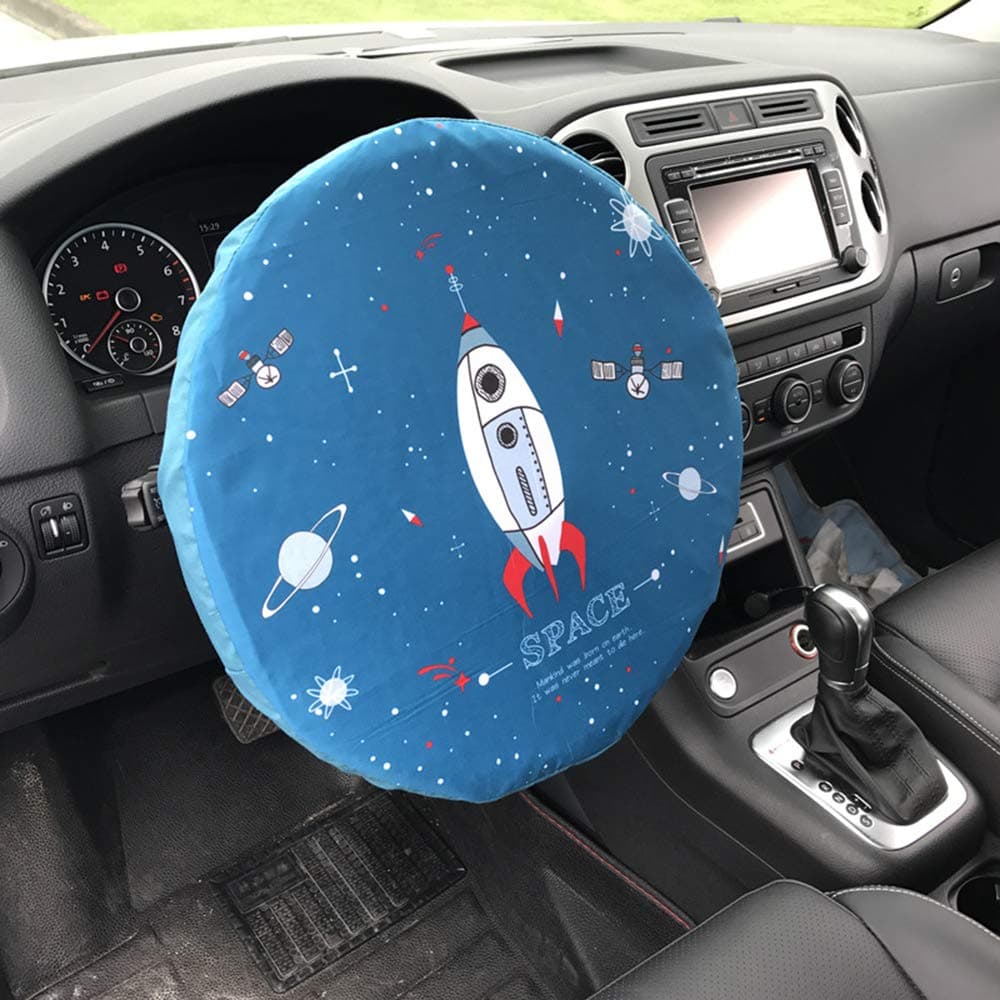 Forala Steering Wheel Cover Universal Fit UV Proof Sun Shade (Rocket) (Rocket)