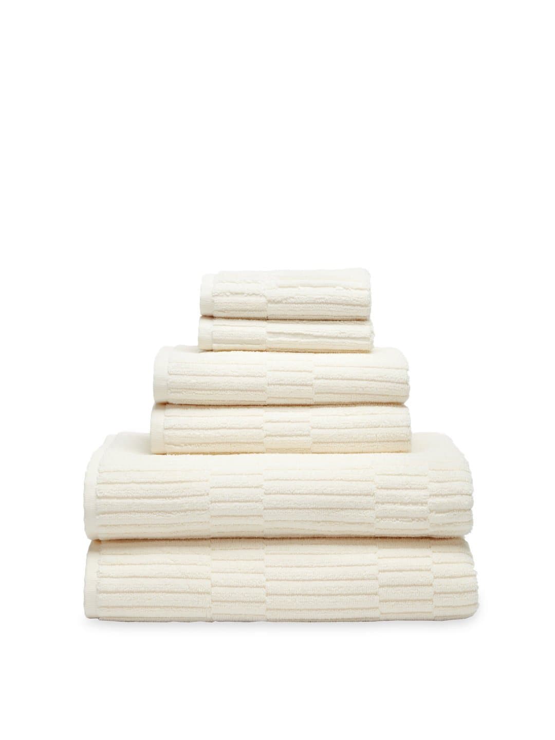 Chortex Oxford%100 Turkish Cotton Towel Set, 6 Pcs (2 Washcloths, 2 Hand Towels, 2 Bath Towels) (Almond)