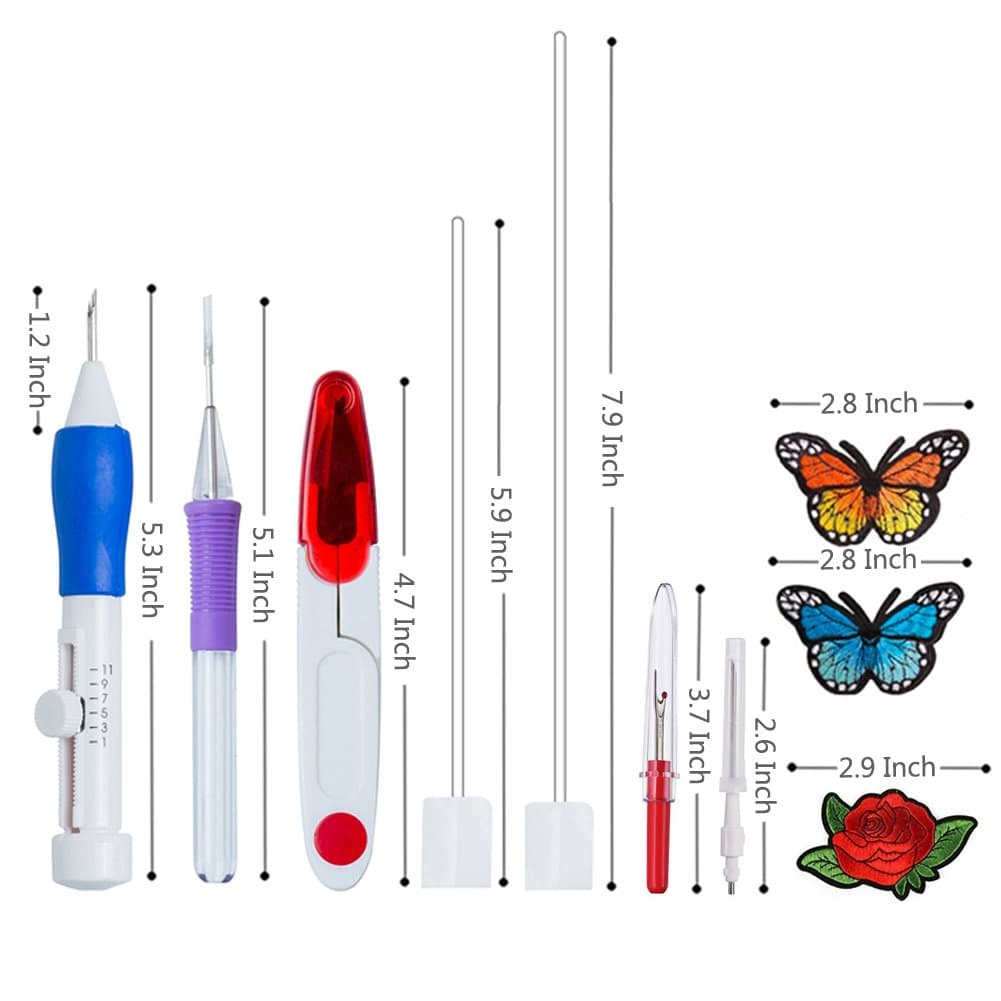 Magic Embroidery Pen Punch Needle,Embroidery Pen Set,Embroidery Patterns Punch Needle Kit Craft Tool,Including 100 Color Threads for DIY Threaders Sewing Knitting