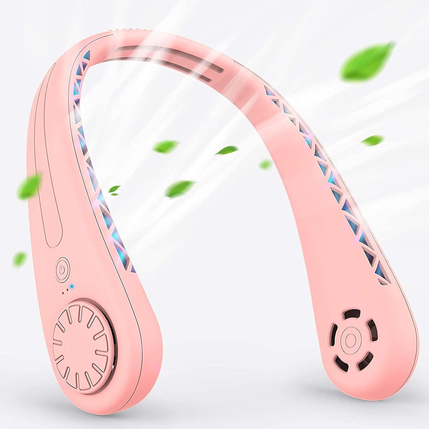 Portable Neck Fan, Hands Free Bladeless Neckban Fan USB Rechargeable Personal Fan Keep Cool Portable Fan for Outdoor Indoor, Pink