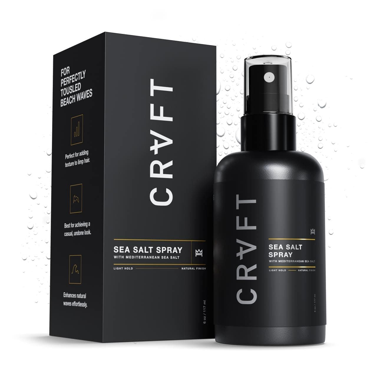 Hair Craft Co. Sea Salt Spray 6oz - Men's Volumizing Lift & Texturizing Light Hold Styling Product - Barber Approved - Natural Beach Matte Finish - Premium Natural Water-Based - Paraben-Free