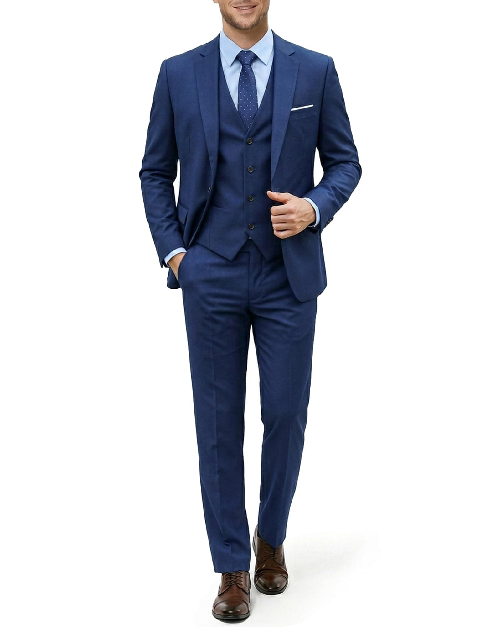 Men's 3 Piece Suit Set with Tie, One Button Slim Fit Jacket Vest & Pants, Party Wedding Prom Blazer Waistcoat & Trousers